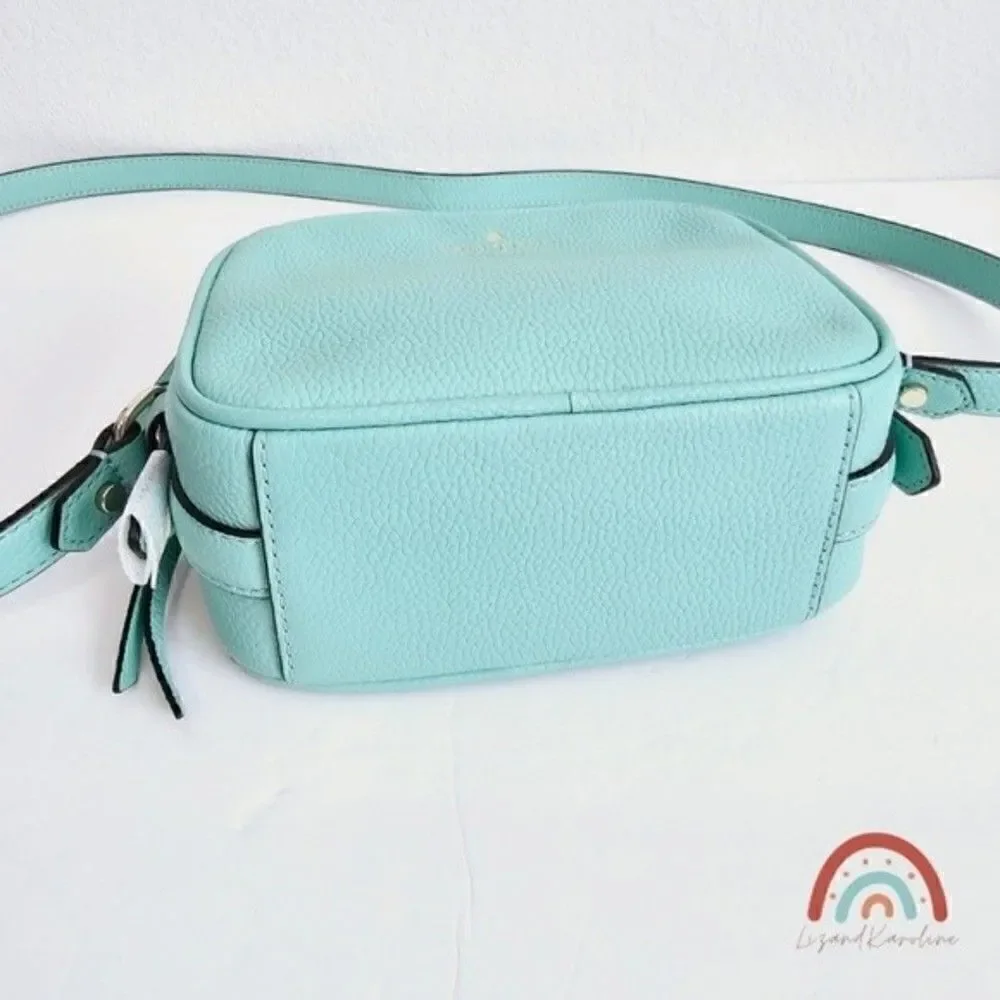 New! Kate Spade Pyper Mulberry Street Leather Aqua Bloom Camera Crossbody Bag